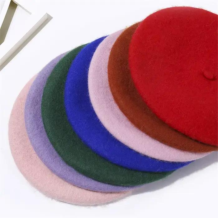 Femmes filles Baggy Beanie casquette plate chapeau laine béret