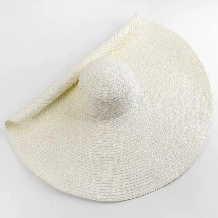 Chapeaux de paille de plage surdimensionnés pour femmes disquette