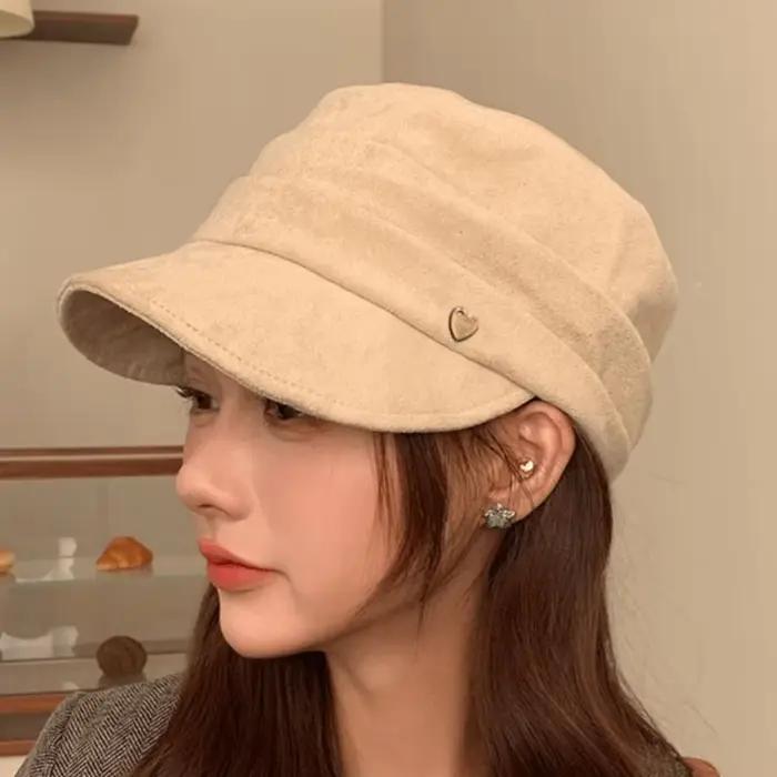 Casquette plate rétro en daim style coréen décontracté