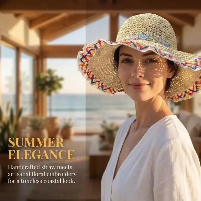 Chapeau de paille à large bord pour femme