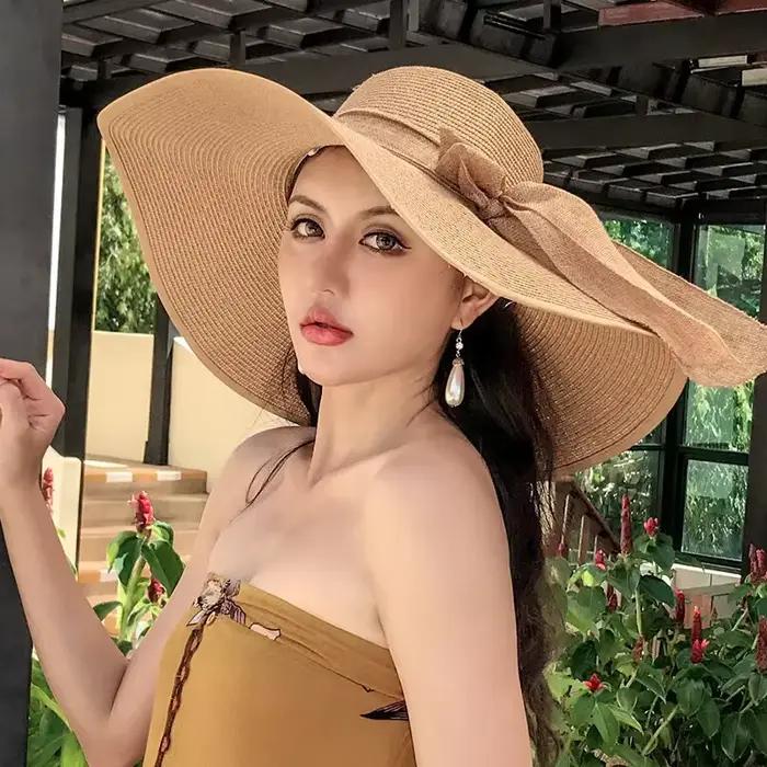 Chapeau de soleil en paille pour femmes