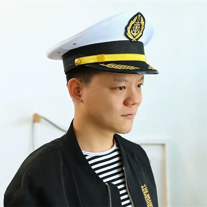 Casquette de Capitaine Blanche Polyester Pour Hommes Adultes Occasions Spéciales Cosplay Théâtre Halloween