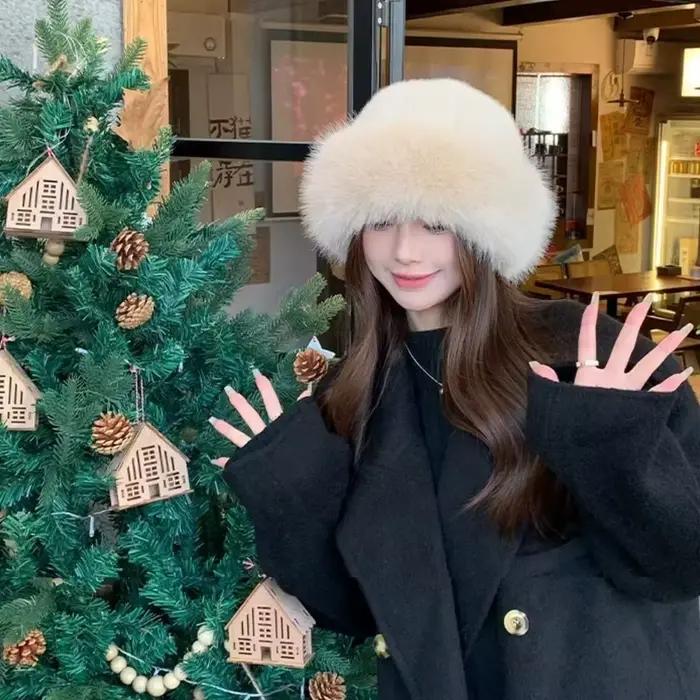 Chapeau d'hiver en fourrure moelleuse décontracté pour homme et femme multicolore pour toutes les saisons occassions cadeaux de Noël