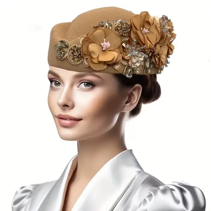 Chapeau Turban en feutre Vintage pour femmes