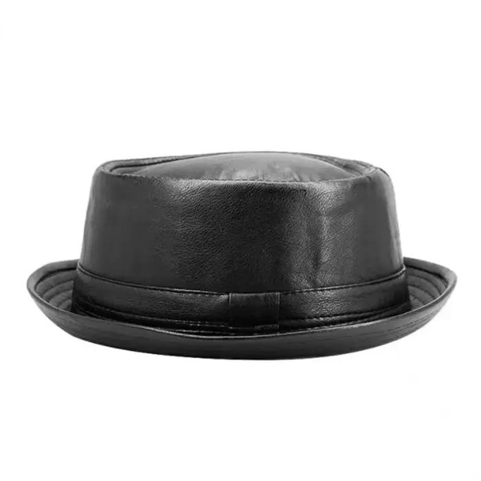 Chapeau Trilby en cuir noir pour hommes et femmes