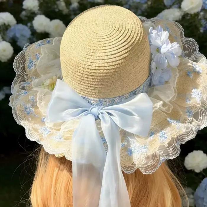 Chapeau de paille pour femme à motif floral