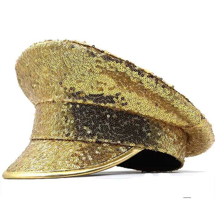 Chapeau militaire de mariée à paillettes pour femmes