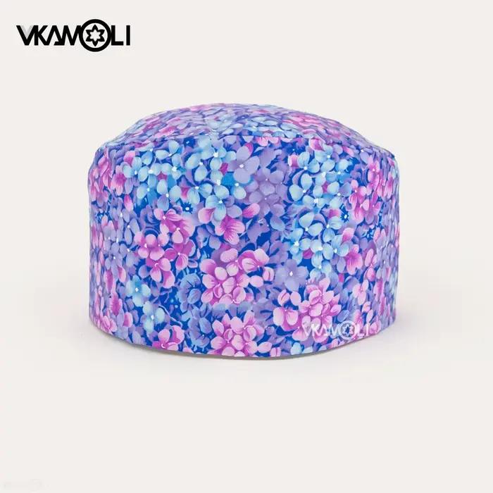 Belle fleur violette imprimé chapeau chirurgical 100% coton gommage casquette médical dentisterie médecins