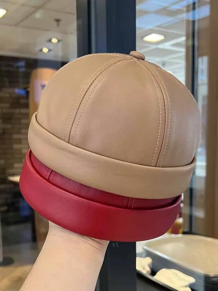 Chapeau de propriétaire en cuir vintage de printemps et d'été avec hip hop réglable