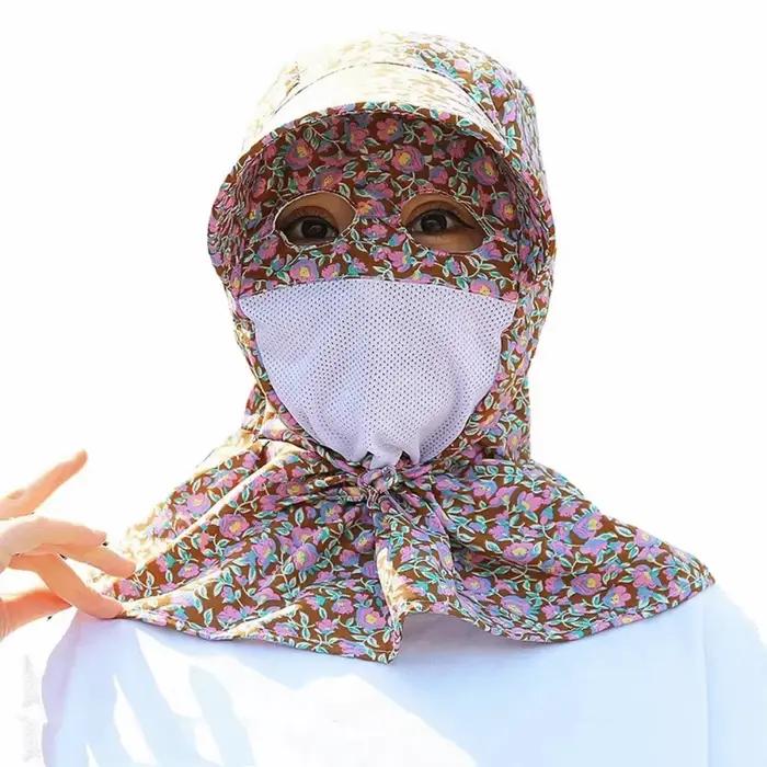 Chapeau de soleil anti-UV intégral en maille respirante à large bord