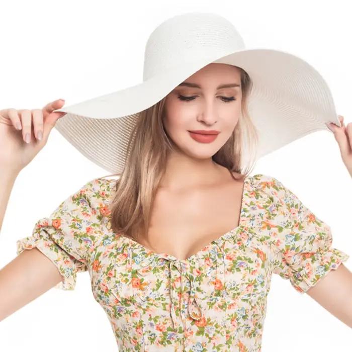 Chapeaux de paille à bord large pour femmes