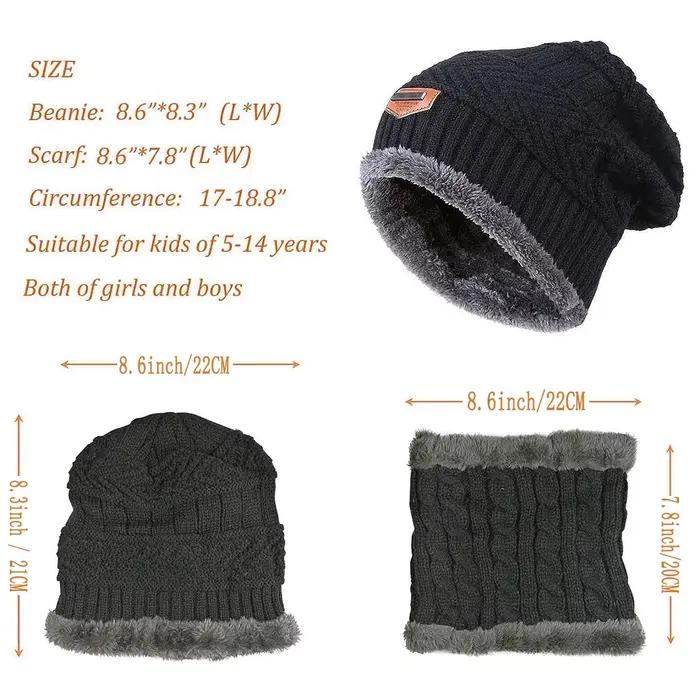 5-14 ans enfants chaud tricoté chapeau écharpe ensemble