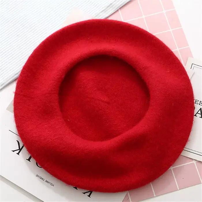 Femmes filles Baggy Beanie casquette plate chapeau laine béret