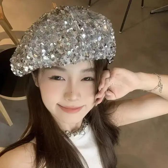 Béret fin à paillettes scintillantes