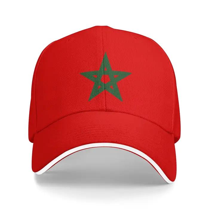 Casquette Syntecso en polyester pour hommes et femmes, style camionneur, protection solaire, motif drapeau du Maroc pour tennis skate et hip-hop