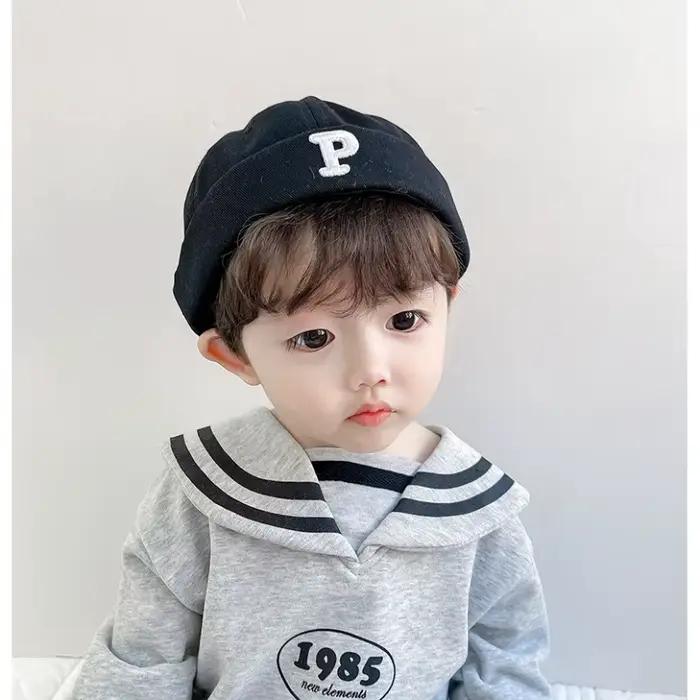 Lettres Vintage brodées bébé chapeau sans bords printemps enfants garçons filles Hip Hop Docker casquette réglable