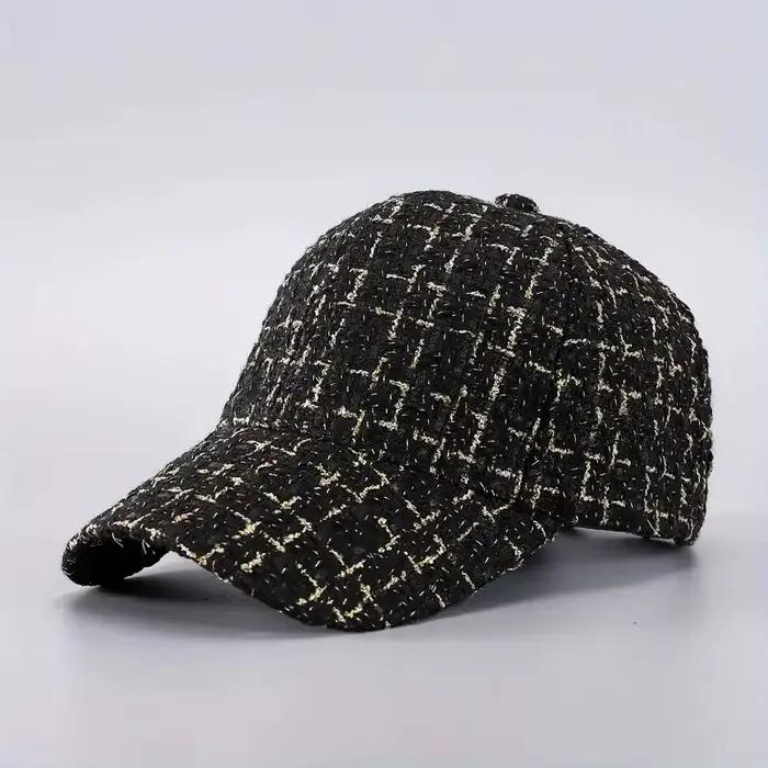 Casquette de baseball pied-de-poule pour femme