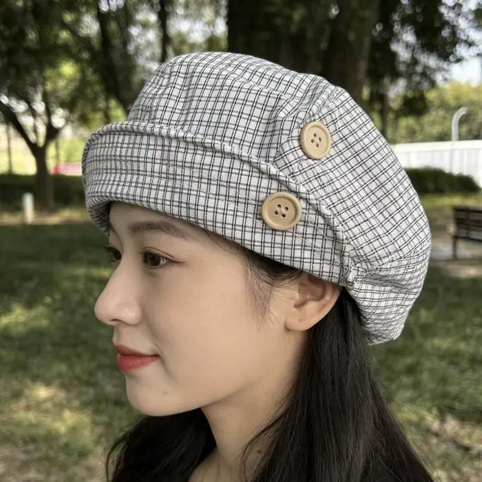 Béret Littéraire Femme – Chapeau Décontracté Tendance Double Usage Printemps-Été-Automne Style Doux à Bord Relevable