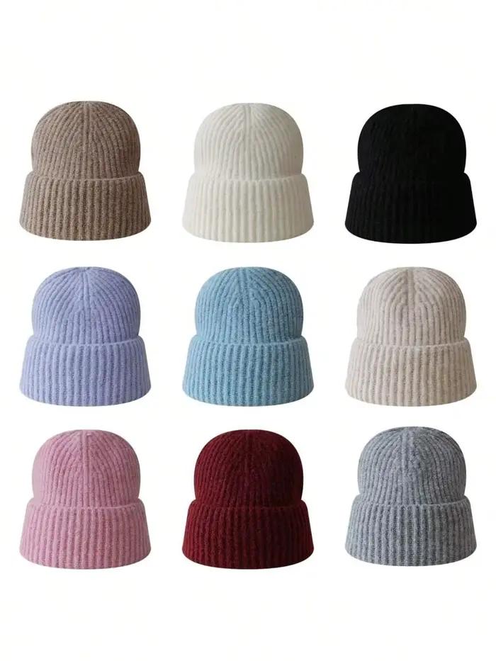 Chapeau en tricot uni de couleur unie