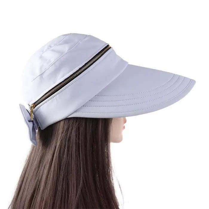 Pliable mode nœud papillon grand bord Cycilng dames couleur unie pêcheur chapeau seau