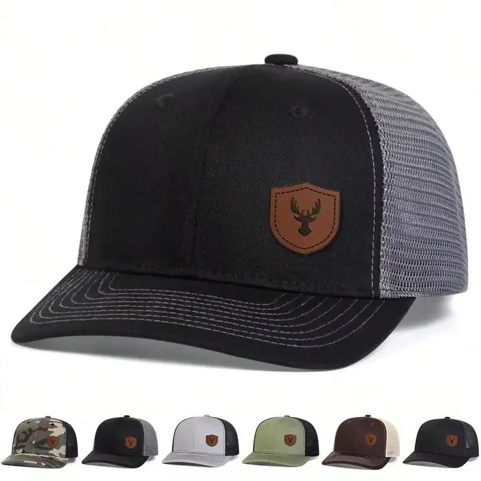 Casquette de baseball unisexe en cuir avec petites cornes de cerf