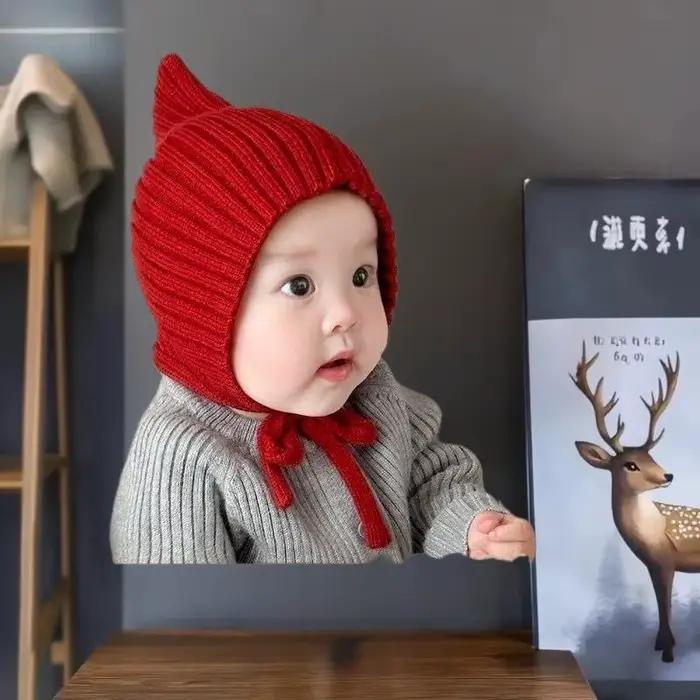Bonnet tricoté chaud pour enfants ; Couvre-oreilles de protection ; Parfait pour les modes d'hiver et les séances photo