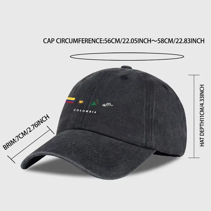 Casquette de baseball délavée avec imprimé montagne et drapeau colombien – Chapeau de soleil léger et réglable pour les