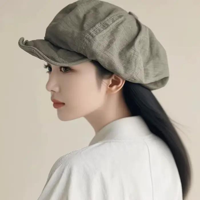 Béret Rétro Littéraire à Large Bord Effet Amincissant pour Femme – Chapeau Décontracté Quotidien Style Japonais pour Dames