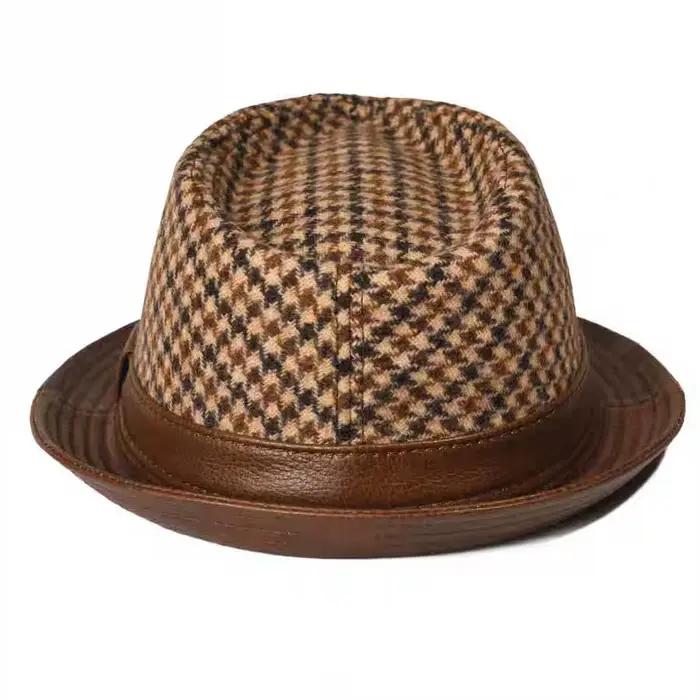 Hiver en cuir véritable laine haut chapeaux pour hommes/femmes messieurs britanniques large bord Stetson Fedoras 55-60