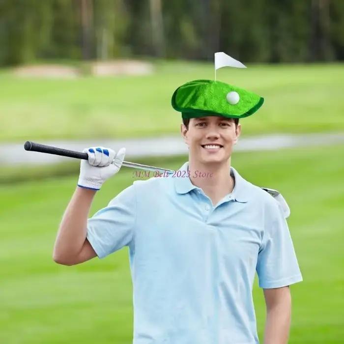 Chapeau golf vert unique avec drapeaux et balle pour homme et femme occasions spéciales activités de loisirs et tenues de golf