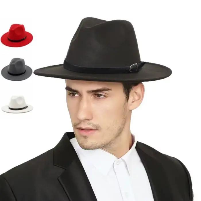 Chapeau Fedora Classique à Large Bord de Style Britannique pour Occasions Formelles