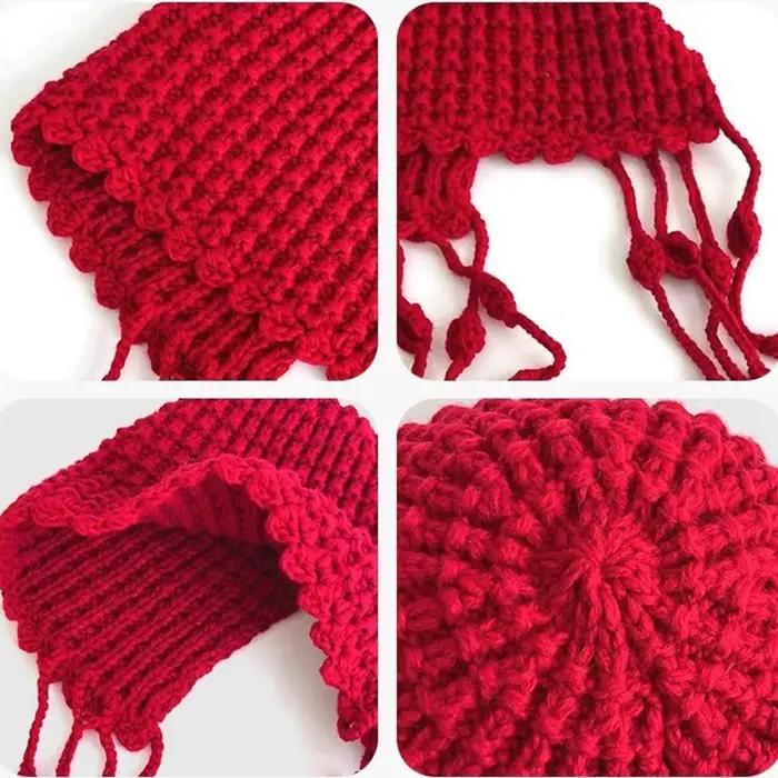 Chapeau tricoté au Crochet avec pompons