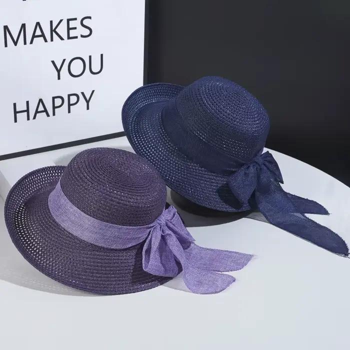 Chapeau de soleil vintage à la mode avec nœud papillon