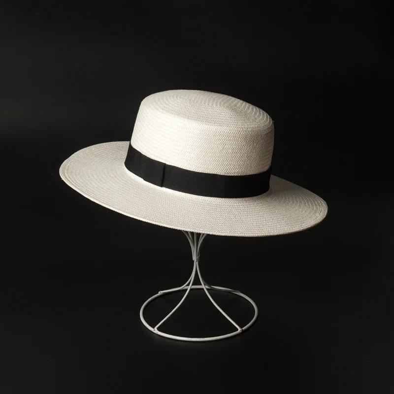 202412 -HH7308 ins chic été fait à la main fibre naturelle japon papier herbe lait blanc fedoras cas