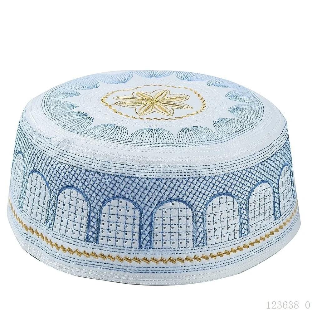 Chapeau musulman traditionnel à la mode, design brodé, forme ronde, chapeau de prière, style saoudie