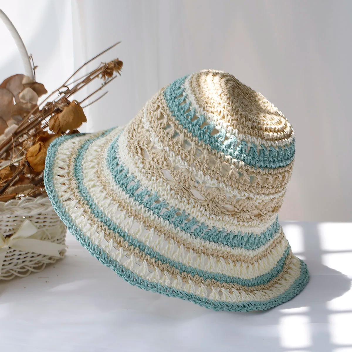 Chapeaux pour femmes nouveau Style de mode chapeau seau multicolore pliable soleil Crochet chapeau p