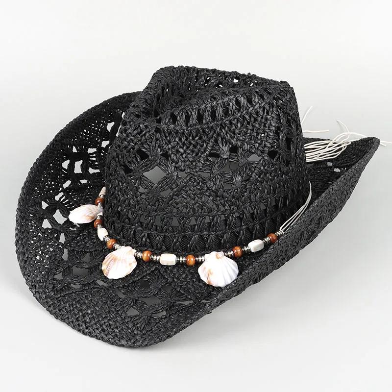 Chapeaux de cowboy western d'été pour femmes et hommes, classiques vintage à large bord bouclé, chap