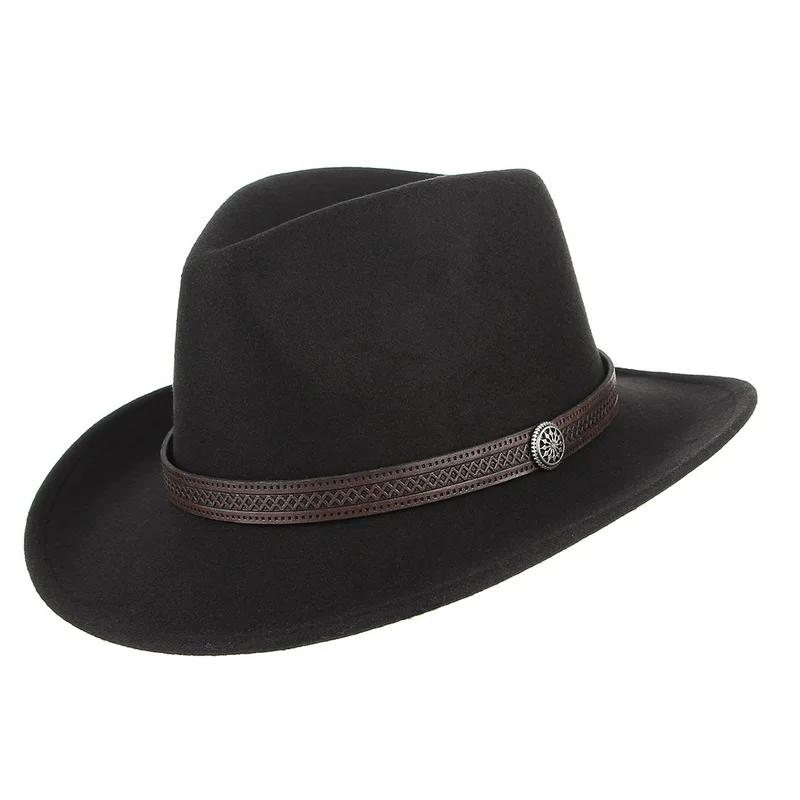 GEMVIE Western Cowboy chapeau femmes hommes large bordFedoras dame Sombrero Hombre Cowgirl Jazz casq
