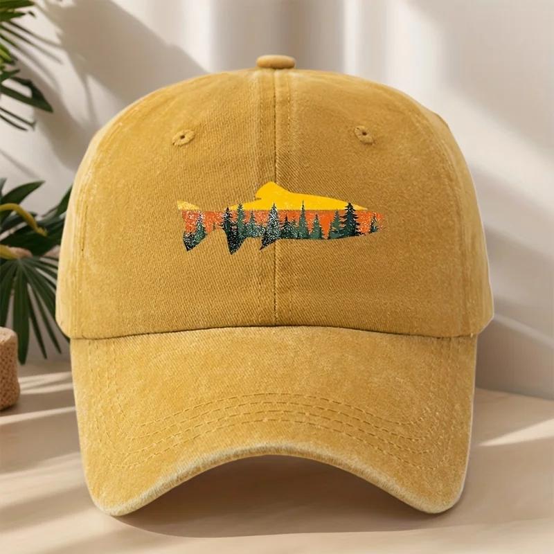 Chapeau de Baseball imprimé à motif de poisson amusant, chapeaux de sport de plein air Vintage pour 