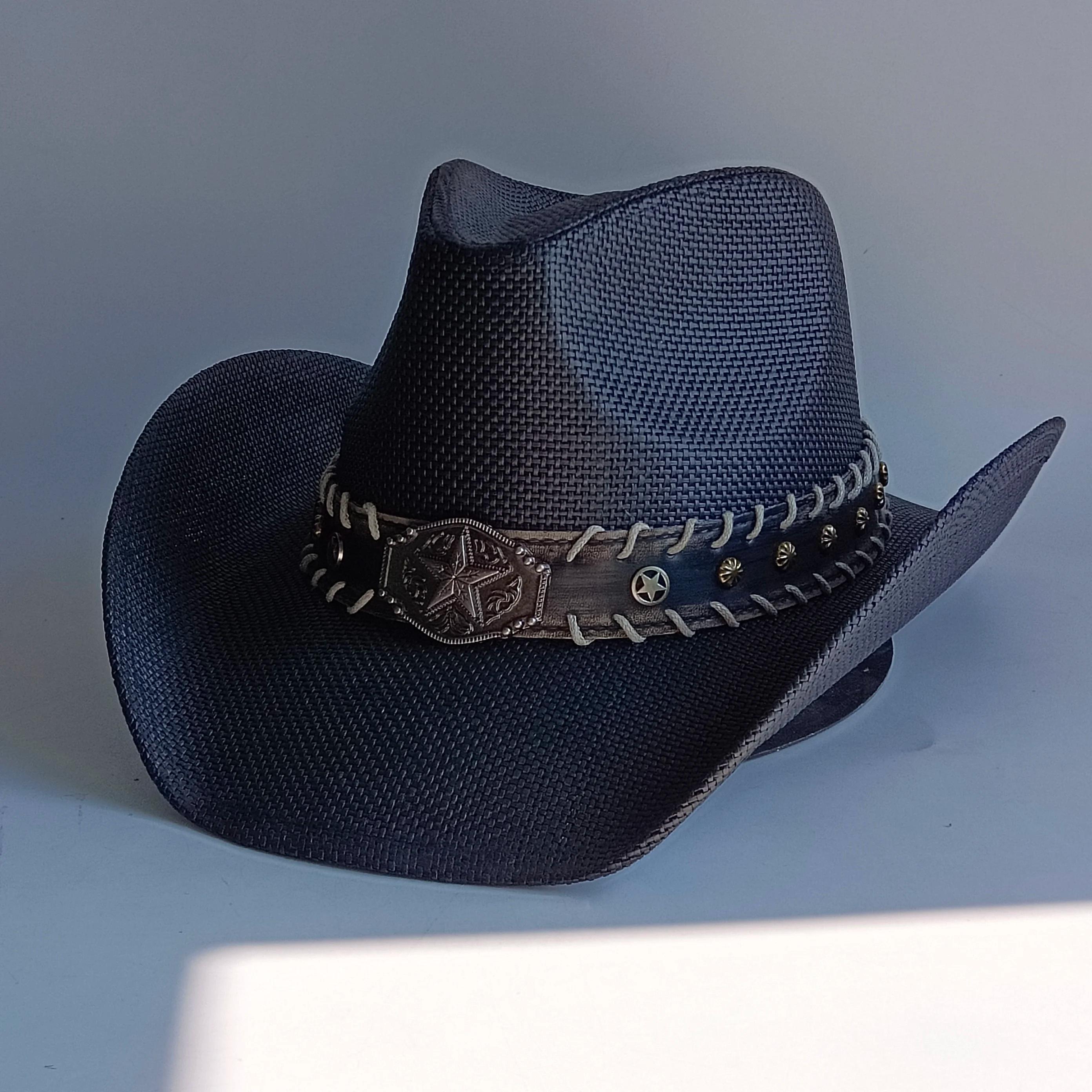 Chapeau de cowboy en paille 2026 Nouveauté Accessoires Tête de Taureau Style Western Unisexe Rétro C