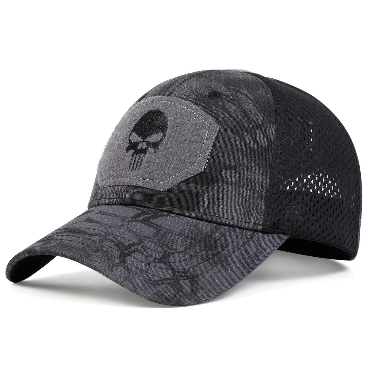 Casquettes de Baseball unisexes brodées de crâne pour hommes, en maille respirante pour l'extérieur,