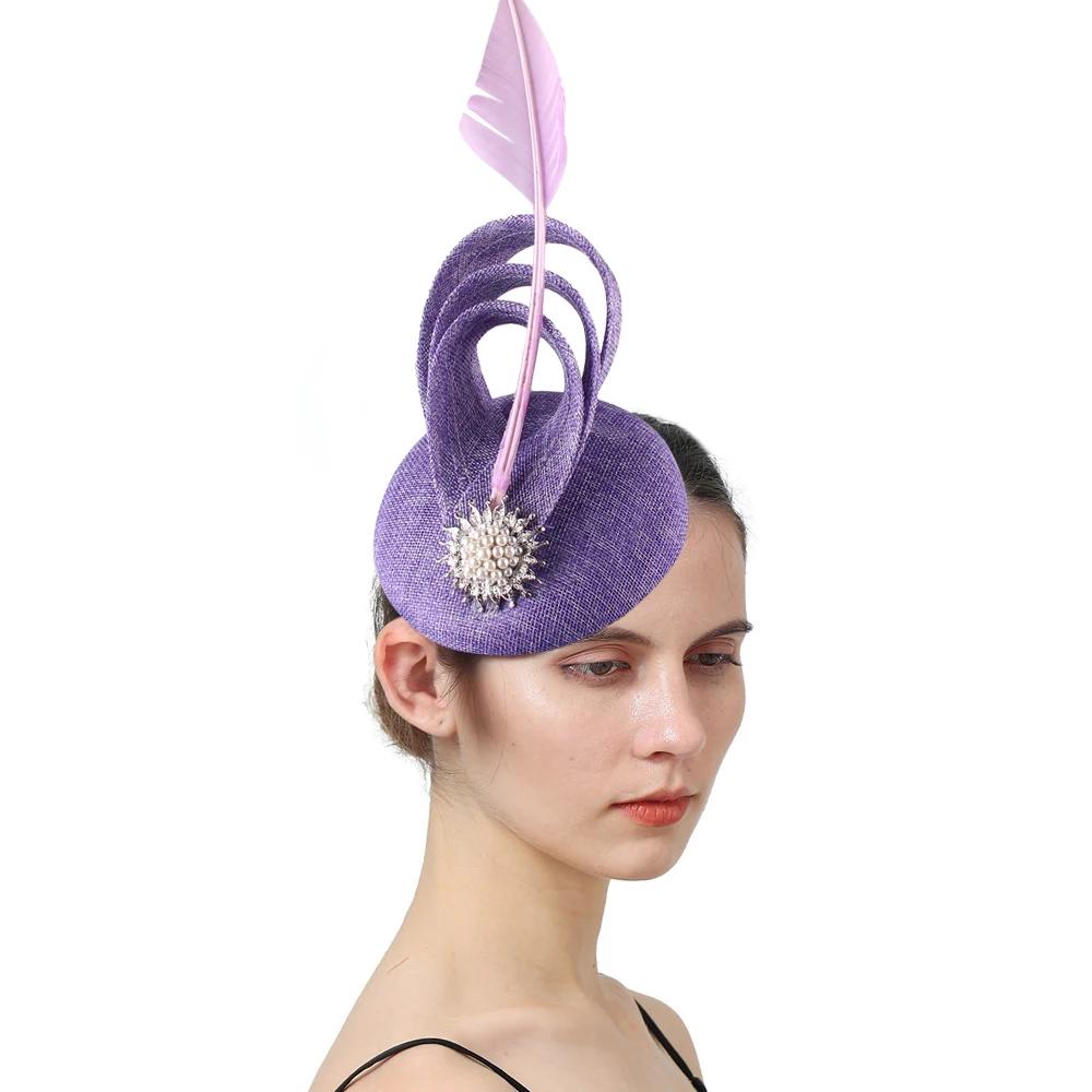 Chapeau fascinateur Imitation Sinamay Champagne, couvre-chef de mariage élégant pour femmes avec épi