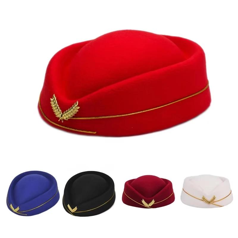 Chapeau d'hôtesse de l'air, chapeau de stewardesse, béret, casquette d'uniforme formelle pour femme, accessoire, chapeaux de fête, accessoires de costume