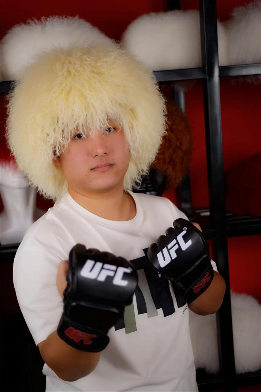 Chapeau en fourrure de mouton mongole naturelle