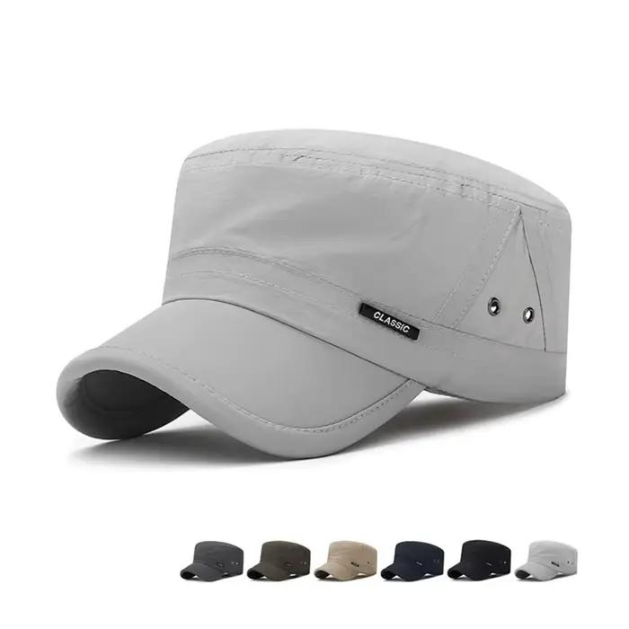 Casquette de baseball pour hommes, chapeau de cadet, respirant, réglable, plat, printemps, été, visière, décontracté, extérieur, anti-UV
