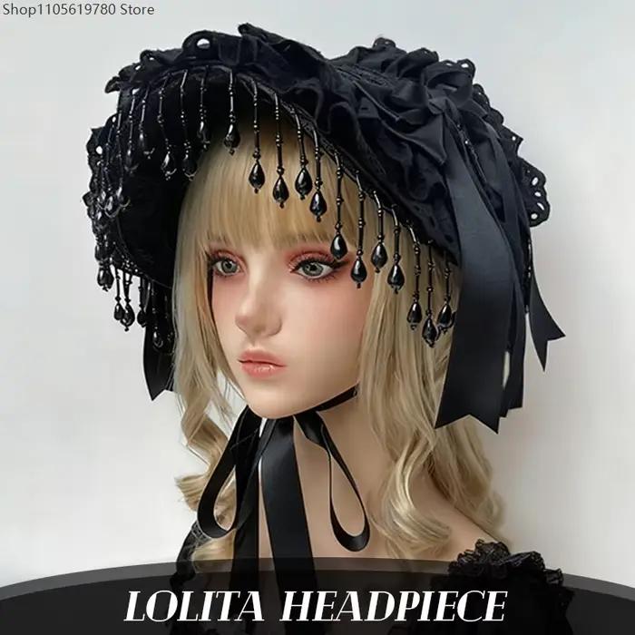 Bonnet gothique Lolita élégant pour femme, style rétro, accessoire de déguisement cosplay, chapeau décoratif tendance pour Halloween