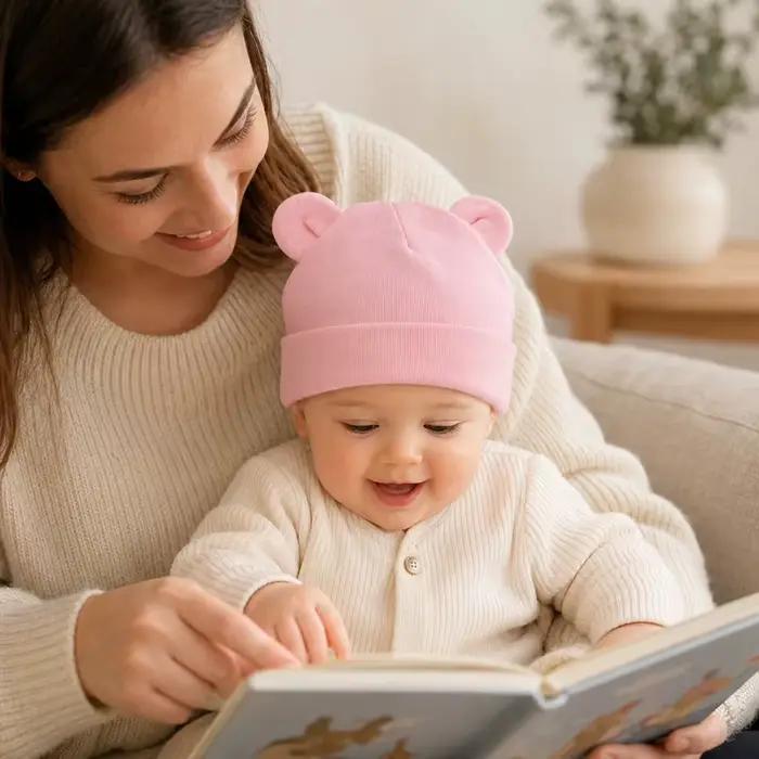 Chapeau pour nouveau-né avec oreilles d'ours, bonnet en coton doux et chaud pour bébé, casquette pou