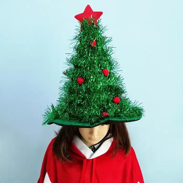 Chapeaux festifs arbre chapeau de père noël avec guirlandes LED lumières colorées étoile Costume de
