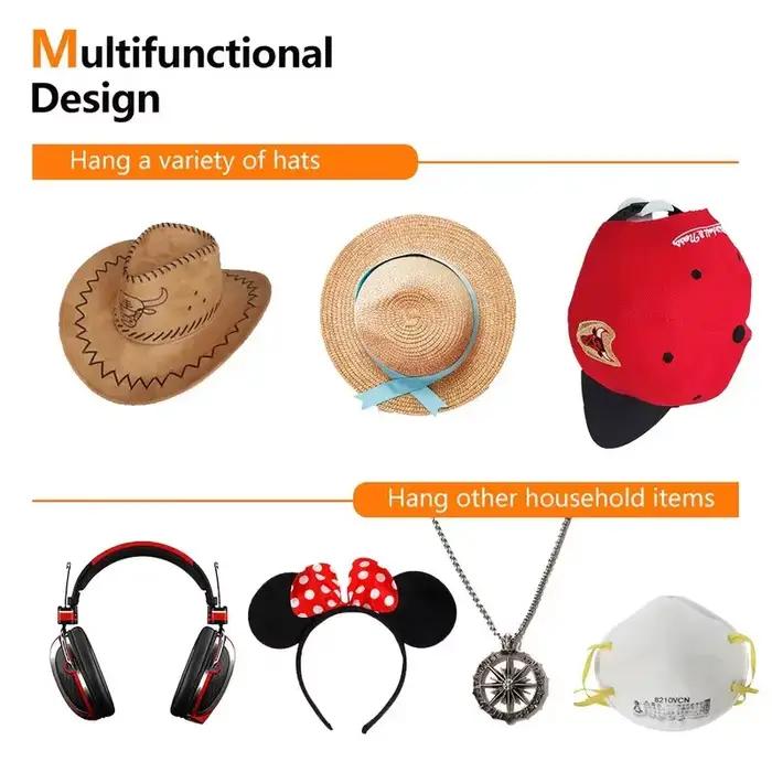 Crochet de chapeau de baseball sans lueur, chapeau de conception minimaliste, rangement de collier d