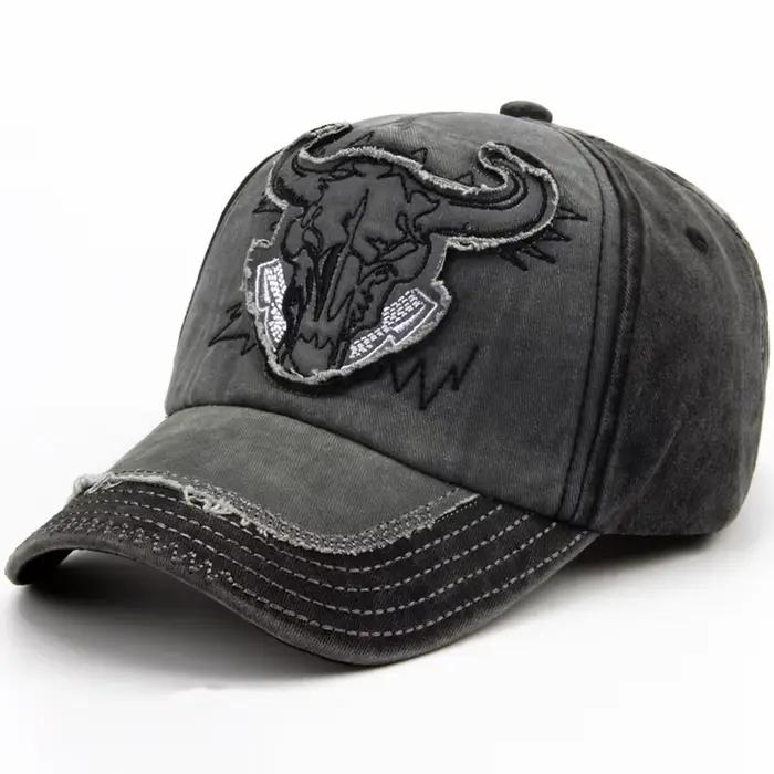 CNTANG – casquette de Baseball en coton pour hommes et femmes, avec tête de taureau brodée, style Vi